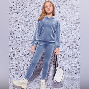 Shein velvet hoodie and sweatpants